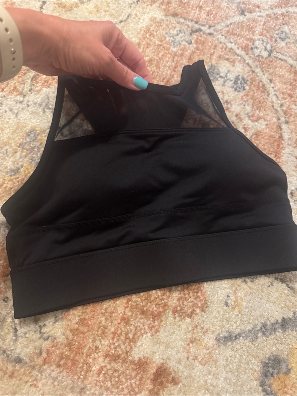 ZYIA Black High-Neck Mesh Sports Bra